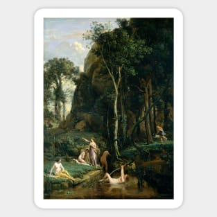 Diana and Actaeon Jean Baptiste Camille Corot Sticker